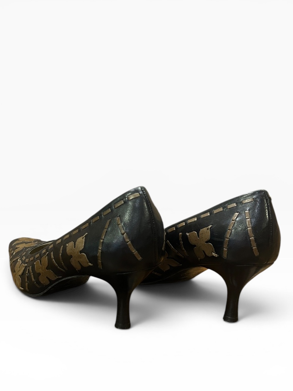 Luna Rosa Jody Black Leather Kitten Heel Pumps Women’s Size 9 - Picture 4 of 11
